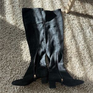 Dolce Vida Black Suede Over-the-Knee Boots